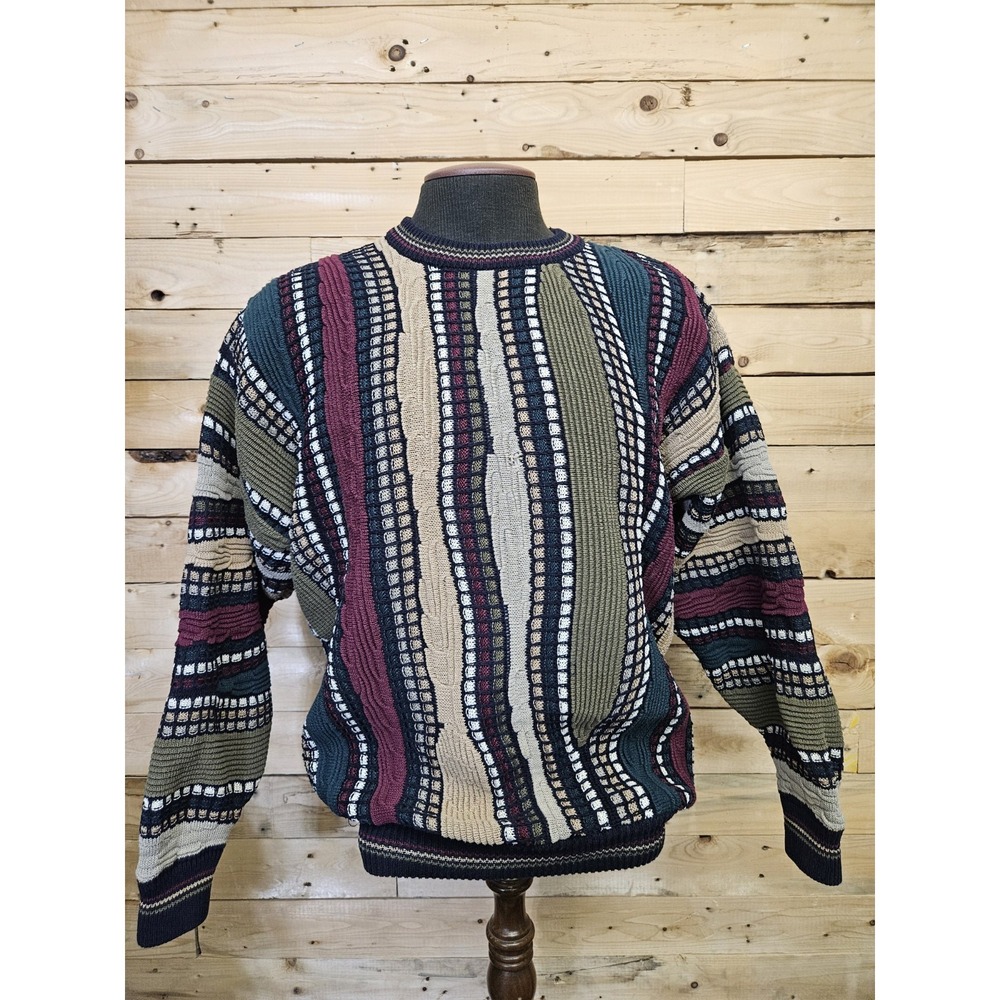 Vintage Croft & Barrow‎ Mens Sweater Size Large Textured 3D Knit 90's Green